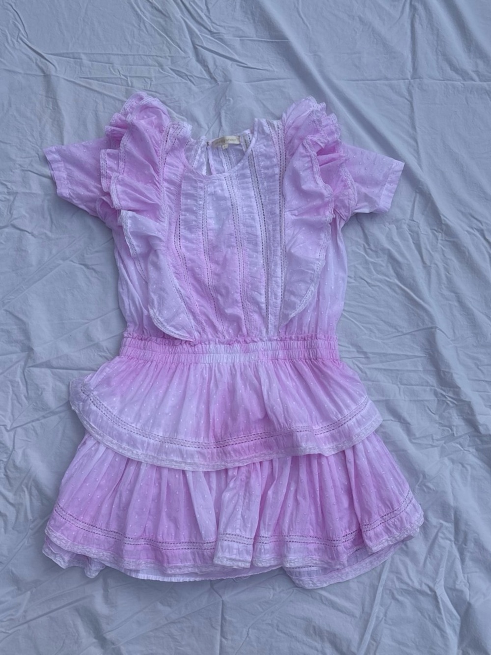 LoveShackFancy Natasha Heritage Mini Dress in peony pink